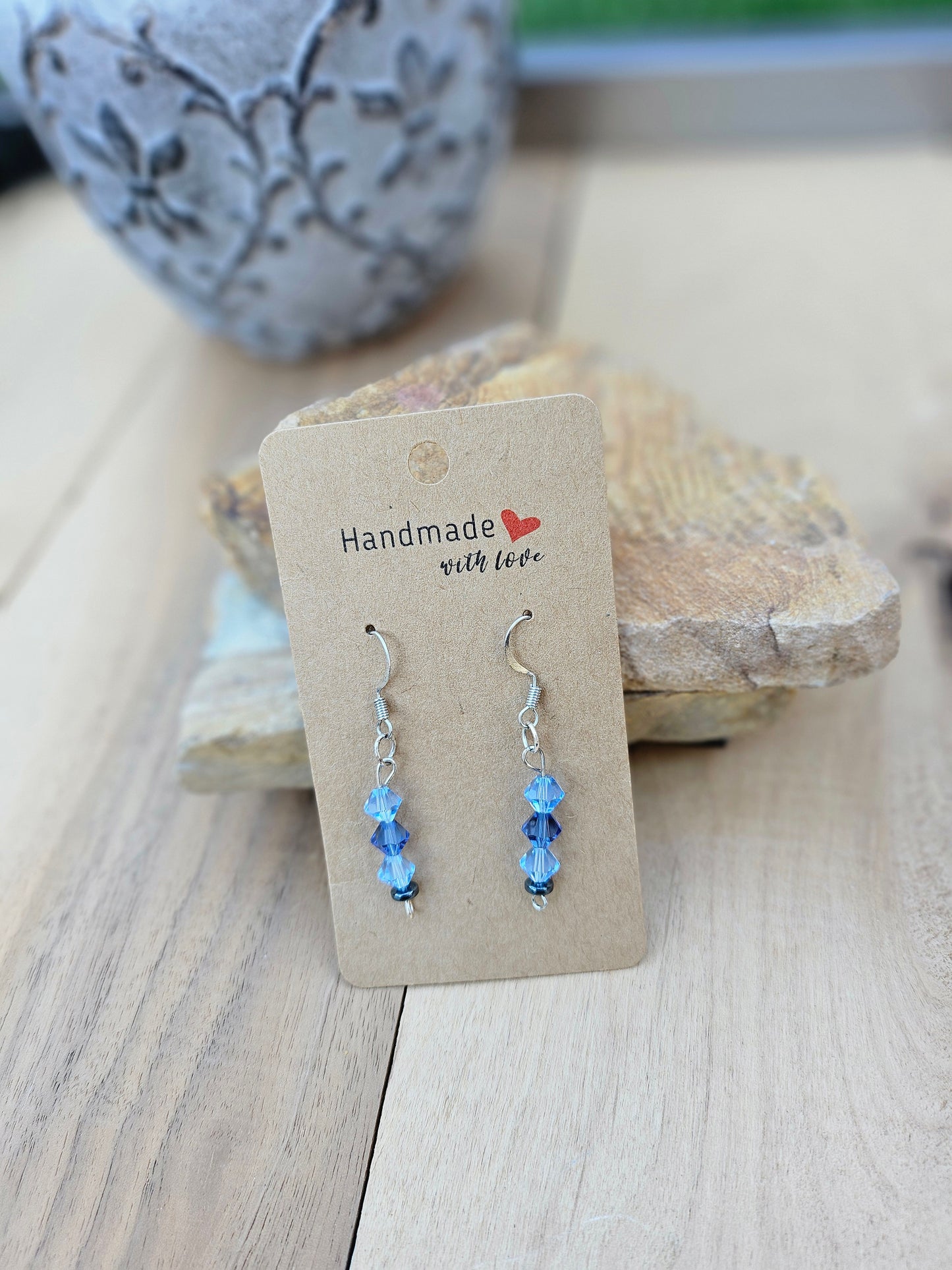 Blue Lapis Lazuli Drop Stone Necklace/Earring Set