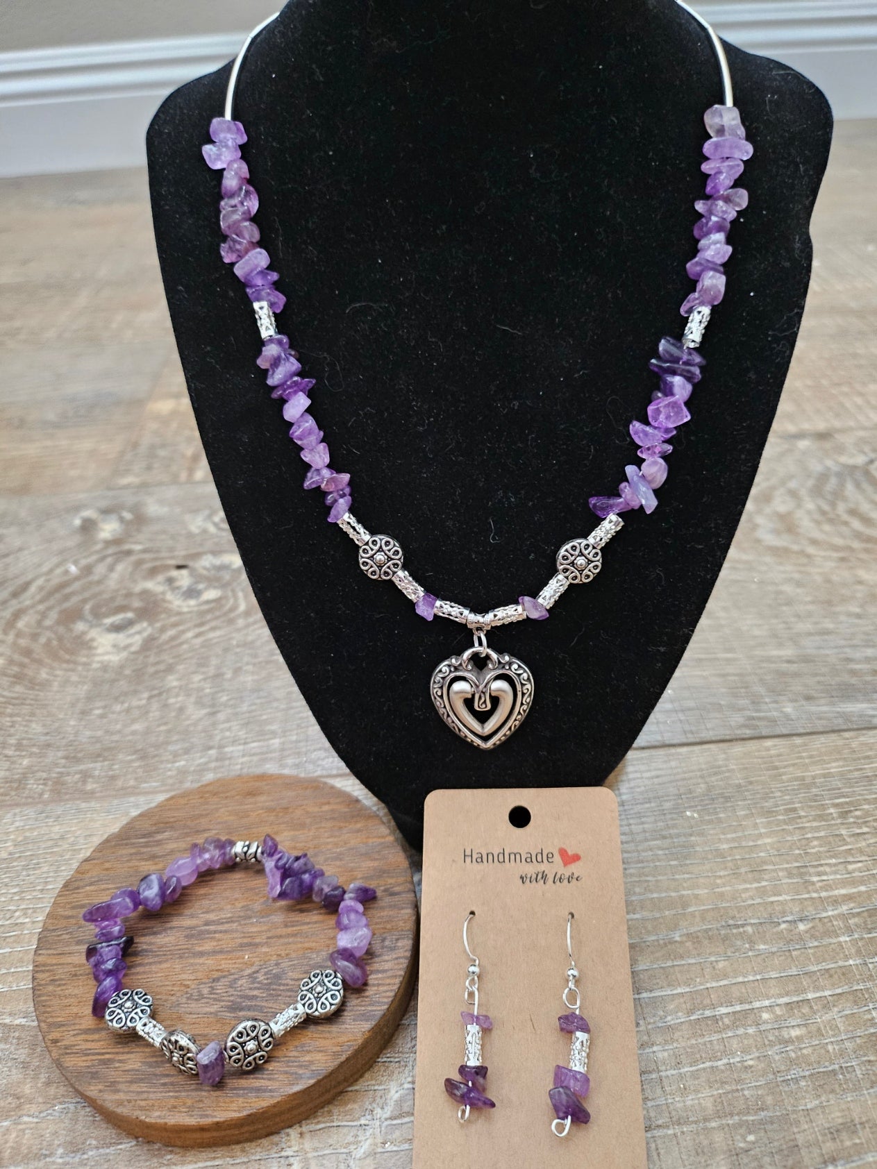 Amethyst Chip Necklace/Earrings/Bracelet Set